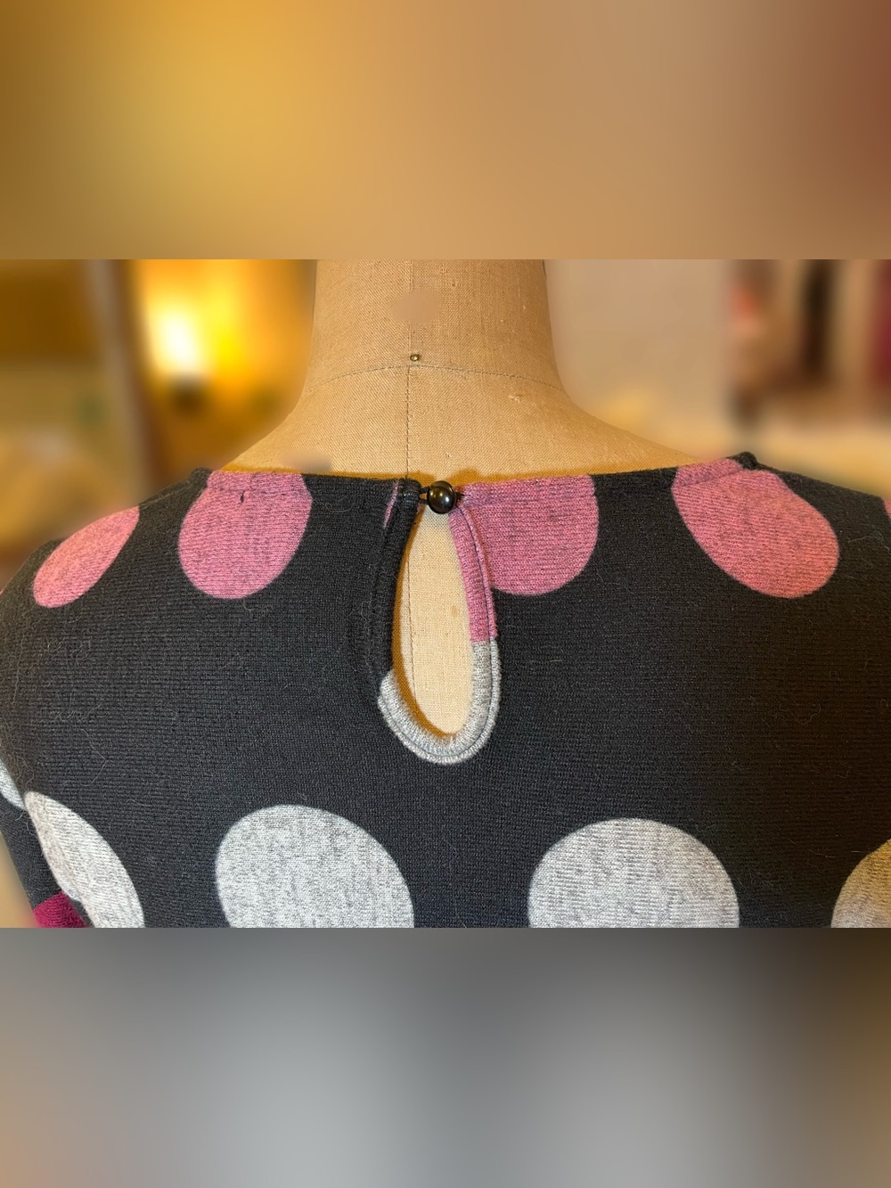 VENUS - Polka Dot Sweater Dress in Black, Burgundy, Pink, Gray. XL. Groovy feels - Picture 3 of 12
